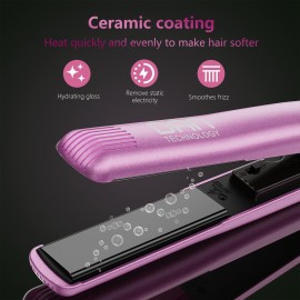 DAN Technology Hair Straightener, Ceramic Flat Iron, 1 inch, 500 , Adjustable Temperature, Dual Voltage, Professional Flat Irons for Women