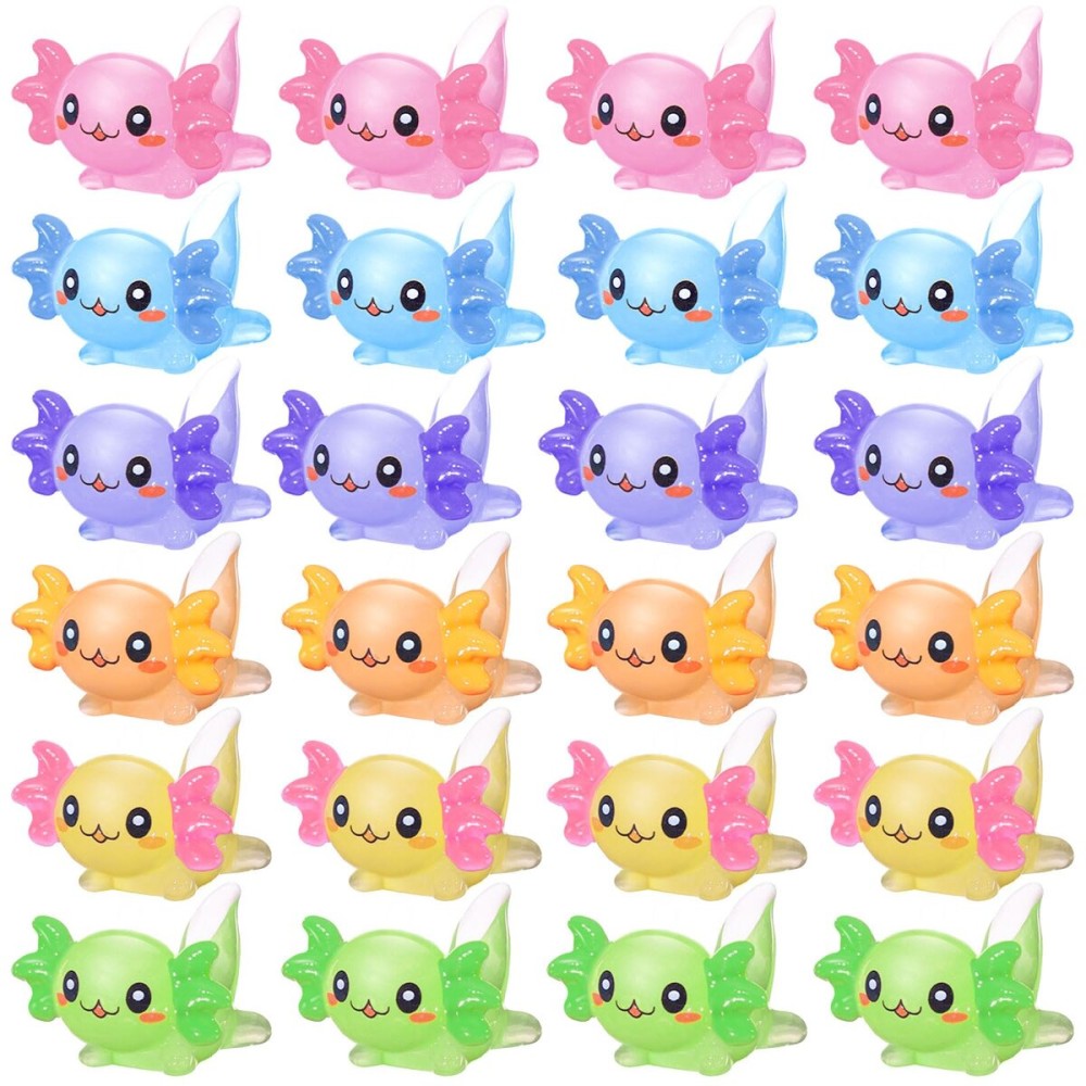 Junkin 24 Pcs Mini Axolotl Resin Charms Miniature Axolotl Ornament Tiny Animal Figures for DIY Garden Dollhouse Birthday Party Decoration Aquarium