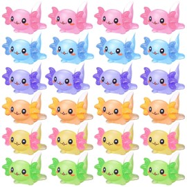 Junkin 24 Pcs Mini Axolotl Resin Charms Miniature Axolotl Ornament Tiny Animal Figures for DIY Garden Dollhouse Birthday Party Decoration Aquarium