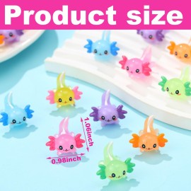 Junkin 24 Pcs Mini Axolotl Resin Charms Miniature Axolotl Ornament Tiny Animal Figures for DIY Garden Dollhouse Birthday Party Decoration Aquarium