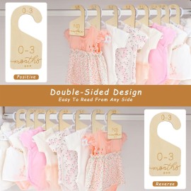 Onyiboer Baby Closet Dividers for Clothes Organizer - Set of 8 Beautiful Wooden Double-Sided Baby Clothes Size Organizer from Newborn to 24 Months for Nursery Decor