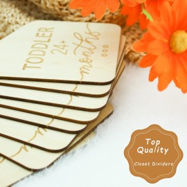 Onyiboer Baby Closet Dividers for Clothes Organizer - Set of 8 Beautiful Wooden Double-Sided Baby Clothes Size Organizer from Newborn to 24 Months for Nursery Decor