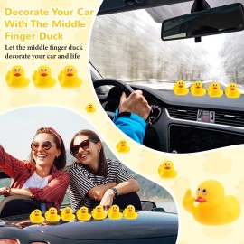 Lenwen 24 Pcs Middle Finger Rubber Ducks, 1.97 Inch Small Rubber Duck The Finger, Funny Yellow Rubber Ducky Bath Toy Float Bathtub Toys for Car Dashboard Interior Decorations