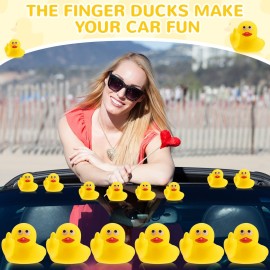 Lenwen 24 Pcs Middle Finger Rubber Ducks, 1.97 Inch Small Rubber Duck The Finger, Funny Yellow Rubber Ducky Bath Toy Float Bathtub Toys for Car Dashboard Interior Decorations