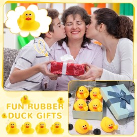 Lenwen 24 Pcs Middle Finger Rubber Ducks, 1.97 Inch Small Rubber Duck The Finger, Funny Yellow Rubber Ducky Bath Toy Float Bathtub Toys for Car Dashboard Interior Decorations