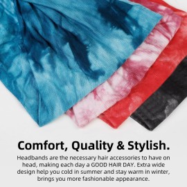 Huachi Tie Dye Headbands for Women, 4 Pack Wide Headbands in Boho Style, Non Slip Hairbands for Workout, Yoga, Running, Hair Accessories for Girls, Women\'s Hair Turban, African Knotted Head Wraps Huachi Tie Dye Headbands for Women, 4 Pack Wide Headbands in Boho Style, Non Slip Hairbands for Workout, Yoga, Running, Hair Accessories for Girls, Women\'s Hair Turban, African Knotted Head Wraps