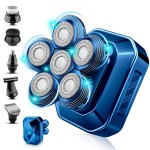 Head Shavers for Bald Men, IPX7 Waterproof Detachable Head Shaver,6D Electric Razor for Men, 6 in 1 Wet/Dry Rechargeable LED Shaving Kit with Type-C Charge