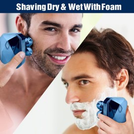 Head Shavers for Bald Men, IPX7 Waterproof Detachable Head Shaver,6D Electric Razor for Men, 6 in 1 Wet/Dry Rechargeable LED Shaving Kit with Type-C Charge