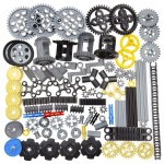ASTEM 100+PCS Technic Gears & Axles Compatible with Lego Technic Sets - Gears, Rack, Pins, Axles, Differential for Car Building Brick Accessories - Random Color