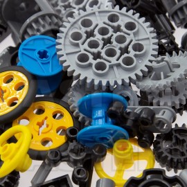 ASTEM 100+PCS Technic Gears & Axles Compatible with Lego Technic Sets - Gears, Rack, Pins, Axles, Differential for Car Building Brick Accessories - Random Color