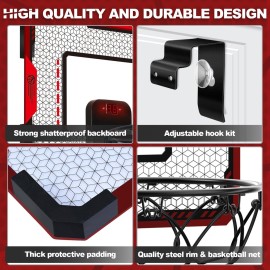 Basketball Hoop Indoor for 5 6 7 8 9 10+ Year Old Boys Kids, Mini Basketball Hoop with Electronic Scoreboard Over The Door, Sport Toys Birthday Gift