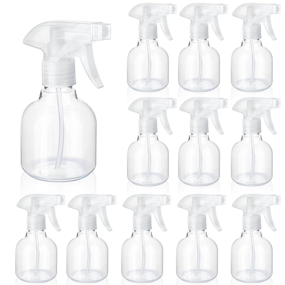Jinei 24 Pcs 8 oz Empty Plastic Spray Bottle with Trigger Sprayers Pet Adjustable Head from Fine to Stream Refillable for Hair Plants Cooking Pets, No Leakage(Clear)