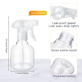 Jinei 24 Pcs 8 oz Empty Plastic Spray Bottle with Trigger Sprayers Pet Adjustable Head from Fine to Stream Refillable for Hair Plants Cooking Pets, No Leakage(Clear)