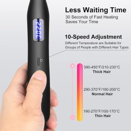 Hair Straightener Pencil Flat Iron, Ceramic Mini Small Flat Iron for Short Hair, Beards & Pixies