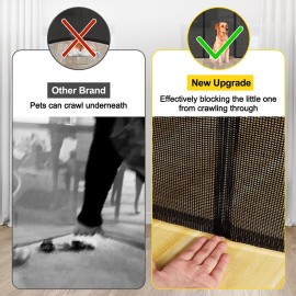 Reinforced 42 Extra Tall x 80 Wide Retractable Baby Gates with Rods to Prevent Crawling Through, Extra Tall Pet Gate for Large Openings Indoor Long Mesh Dog Gate for Stairs and Doorways, Black