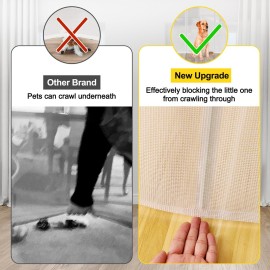 Reinforced 42 Extra Tall x 80 Wide Retractable Baby Gates with Rods to Prevent Crawling Through, Extra Tall Dog Gate for Large Openings Indoor Outdoor Long Mesh Gate for Stairs and Doorways, White