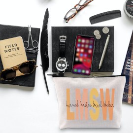 BLUPARK Social Worker Gift Social Worker LMSW LISW LCSW Makeup Bag Social Worker Graduation Gift Social Work Appreciation Gift(LMSW Bag)
