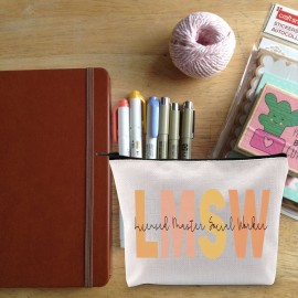BLUPARK Social Worker Gift Social Worker LMSW LISW LCSW Makeup Bag Social Worker Graduation Gift Social Work Appreciation Gift(LMSW Bag)