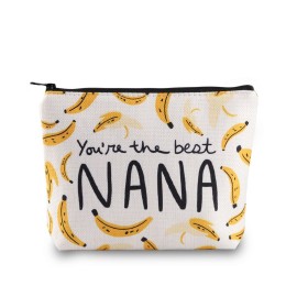 BLUPARK Nana Makeup Bag - Bananas Theme Zipper Pouch Grandma Cosmetic Bag