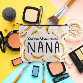 BLUPARK Nana Makeup Bag - Bananas Theme Zipper Pouch Grandma Cosmetic Bag