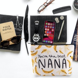 BLUPARK Nana Makeup Bag - Bananas Theme Zipper Pouch Grandma Cosmetic Bag