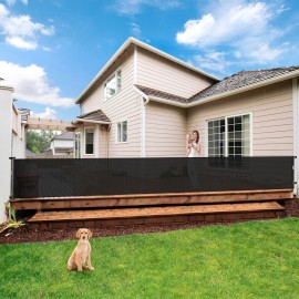 195 Inch Extra Wide Retractable Baby Gate for Large Openings, 33 Tall Super Long Baby Gate for Doorway and Stairs Indoor Outdoor Retractable Dog Gate Long Mesh Child Gates for Kids or Pets, Black