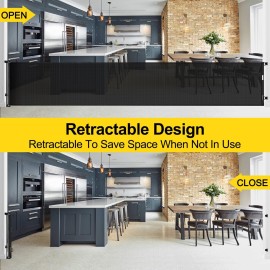 195 Inch Extra Wide Retractable Baby Gate for Large Openings, 33 Tall Super Long Baby Gate for Doorway and Stairs Indoor Outdoor Retractable Dog Gate Long Mesh Child Gates for Kids or Pets, Black