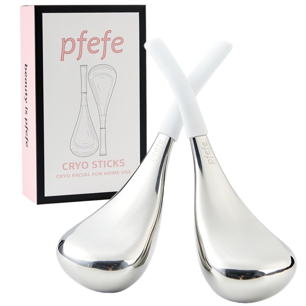 pfefe Cryo Sticks Facial Skin Care Ice Globes for Women Face Eyes, Stainless Steel Face Beauty Tools for Girls Ladies, Esthetician Supplies Cooling Spa Globes with Storage Case