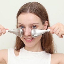 pfefe Cryo Sticks Facial Skin Care Ice Globes for Women Face Eyes, Stainless Steel Face Beauty Tools for Girls Ladies, Esthetician Supplies Cooling Spa Globes with Storage Case