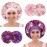PHILIGHTS 2pcs Double Layer Two-Color Satin Silk Hair Bonnet for Sleeping Women, Reversible Sleep Bonnets for Women, Wide Band Sleep Cap for Curly Hair Braids