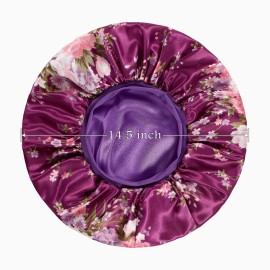 PHILIGHTS 2pcs Double Layer Two-Color Satin Silk Hair Bonnet for Sleeping Women, Reversible Sleep Bonnets for Women, Wide Band Sleep Cap for Curly Hair Braids