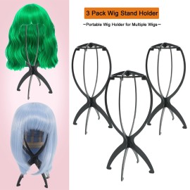 AIAIZHQH 3 Pack Wig Stand Holder, Portable Collapsible Wig Holder for Multiple Wigs, Durable Wig Stands for Women Drying Travel Wig Holder Stand Wigs Display Stand Tool (Black) AIAIZHQH 3 Pack Wig Stand Holder, Portable Collapsible Wig Holder for Multiple Wigs, Durable Wig Stands for Women Drying Travel Wig Holder Stand Wigs Display Stand Tool (Black)