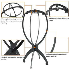 AIAIZHQH 3 Pack Wig Stand Holder, Portable Collapsible Wig Holder for Multiple Wigs, Durable Wig Stands for Women Drying Travel Wig Holder Stand Wigs Display Stand Tool (Black) AIAIZHQH 3 Pack Wig Stand Holder, Portable Collapsible Wig Holder for Multiple Wigs, Durable Wig Stands for Women Drying Travel Wig Holder Stand Wigs Display Stand Tool (Black)