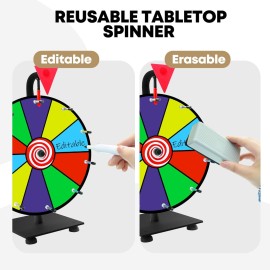 WJTQTBT 12 Heavy Duty Spinning Wheel for Prizes,10 Colorful Prize Slots Tabletop Spinner,Color Prize Wheel for Trade Show,Fortune Spinning Game,Carnival