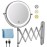 Rechargeable Wall Mounted Makeup Mirror - 8 Inch Double Sided 1X/10X Magnifying Mirror with 3 Color Lights Dimmable Touch Screen, 360Swivel 19.6 Inch Extendable Accordion Bathroom Mirror - Chrome