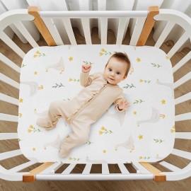 Burbuja Goose Bird Twig Crib Sheet for Boys Girls, Fitted Crib Sheet 28 x 52 in for Standard Crib & Toddler Bed Mattresses, Soft & Breathable