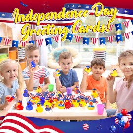 24 Pcs Patriotic Rubber Ducks, 4th of July Ducks for Jeeps, Fourth of July Party Favors, Memorial Day Decorations, Bath Pool Water Toys, Kids\' Birthday Independence Day Gifts, Classroom Prizes