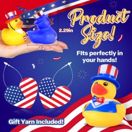 24 Pcs Patriotic Rubber Ducks, 4th of July Ducks for Jeeps, Fourth of July Party Favors, Memorial Day Decorations, Bath Pool Water Toys, Kids\' Birthday Independence Day Gifts, Classroom Prizes