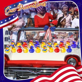 24 Pcs Patriotic Rubber Ducks, 4th of July Ducks for Jeeps, Fourth of July Party Favors, Memorial Day Decorations, Bath Pool Water Toys, Kids\' Birthday Independence Day Gifts, Classroom Prizes