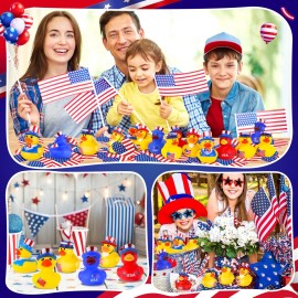 24 Pcs Patriotic Rubber Ducks, 4th of July Ducks for Jeeps, Fourth of July Party Favors, Memorial Day Decorations, Bath Pool Water Toys, Kids\' Birthday Independence Day Gifts, Classroom Prizes
