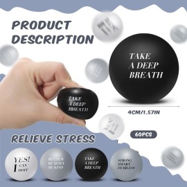 Libima 60 Pcs Motivational Stress Balls Foam Balls Inspirational Anxiety Relief Balls Hand Exercise Stress Balls Fidget Toys for Kids Students Adult Relieve Encouraging (Neutral Color)