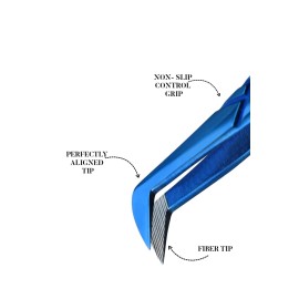 Fiber Tip Lash Tweezer For Eyelash Extension Tweezers Professional. (Blue Plasma)