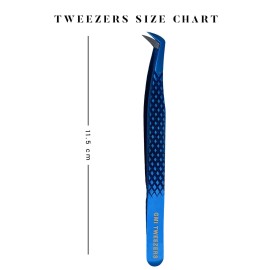 Fiber Tip Lash Tweezer For Eyelash Extension Tweezers Professional. (Blue Plasma)