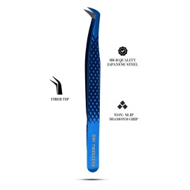 Fiber Tip Lash Tweezer For Eyelash Extension Tweezers Professional. (Blue Plasma)