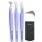 Fiber Tip Lash Tweezers- Pack of 3 Eyelash Extension Tweezers Professional- Lash Tweezers. (Mauve Purple)