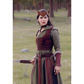 FURPHI Medieval PU Leather Headband Vinatge Unisex Adjustable Fantasy Headpiece with Rivet (Brown)