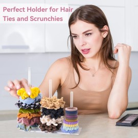 SMUK 3-Tiers Acrylic Scrunchie Holder Stand, Clear Hair Tie Organizer Storage for Women Teen Girls Gifts Scrunchy Hair Accessories Organizer