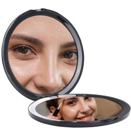 Supertina Mirror Compact for Purses, Distortion Free Maginfying Travel Mirror, 1x and 10x Magnification for Aging Eyes, Applying Eye Makeup