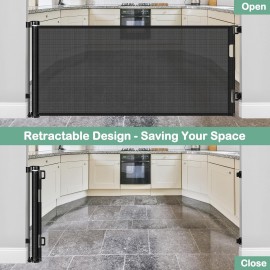 Retractable Baby Gates for Doorways 55 Inch Wide Retractable Dog Gates for The House Outdoor Dog Barriers for Home Indoor Pet Barrier Mesh Baby Gate for Fireplace Pet Safety Gate for Front Door