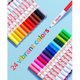 JoyCat 24 Count Washable Markers for Kids, 24 Colors Washable Markers Set with Carrying and Storage Case, Coloring Marker Bulk for Boys Girls, School Classroom Supplies
